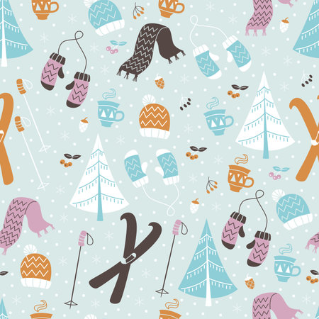 Winter theme Seamless Patternのイラスト素材