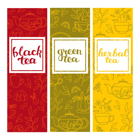Set of Banner Templates with Tea Elements.のイラスト素材
