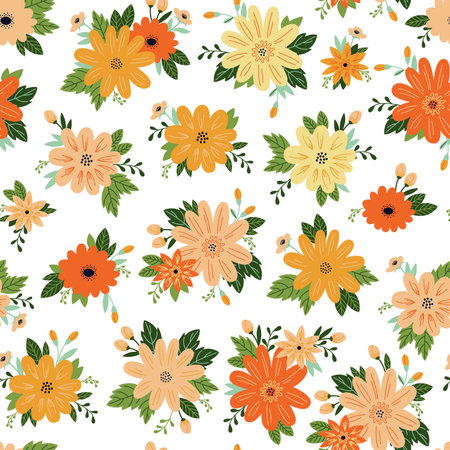 Vector Pattern in Doodle Style with Flowers and Leaves.
のイラスト素材
