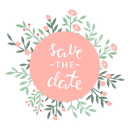 Wedding Invitation, Save the Date Card.のイラスト素材