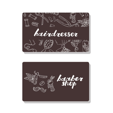 Business Cards with Hairdressers Elements. のイラスト素材