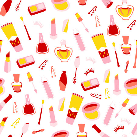 Cosmetics on White Backgroundのイラスト素材