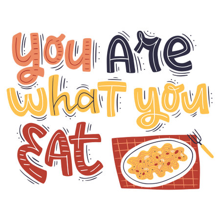 You are what you eat. Vector illustration on white background. Elements for design.のイラスト素材