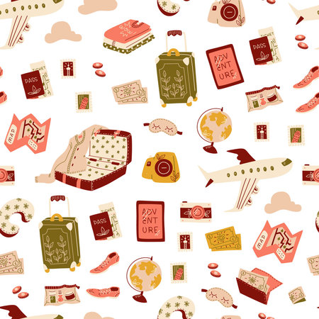 Background with cosmetics for skin in colorful bottles, tubes, jars. Vector Illustration hand drawing doodle style.のイラスト素材