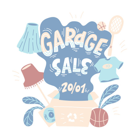 Inspirational quote about thrift shopping and vintage stores. Hand lettered vector illustrationのイラスト素材