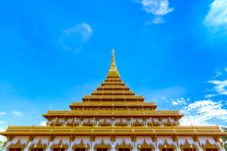 The famous pagoda in the Nongwang temple at Khonkaen province Thailand