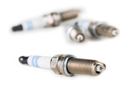 New spark plug white backgroundの写真素材
