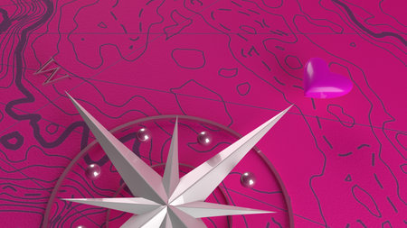3d render of compass with heart in the northの写真素材