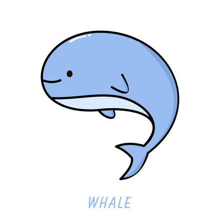 Vector illustration of cute whale cartoon waving isolated on white backgroundのイラスト素材