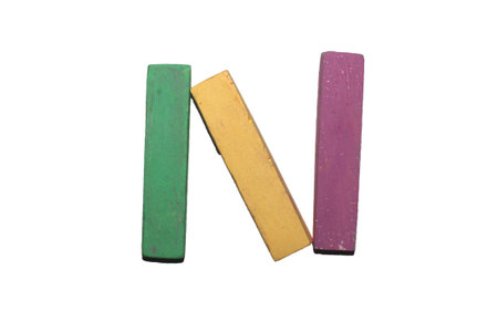 Crayon alphabet isolated over white background, Lettrs Nの写真素材