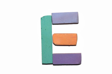 Crayon alphabet isolated over white background, Lettrs Eの写真素材
