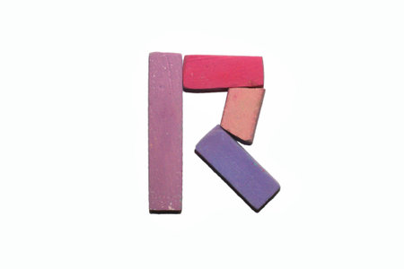 Crayon alphabet isolated over white background, Lettrs Rの写真素材