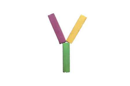 Crayon alphabet isolated over white background, Lettrs Yの写真素材