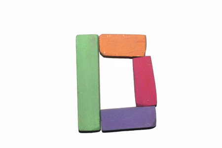 Crayon alphabet isolated over white background, Lettrs Dの写真素材