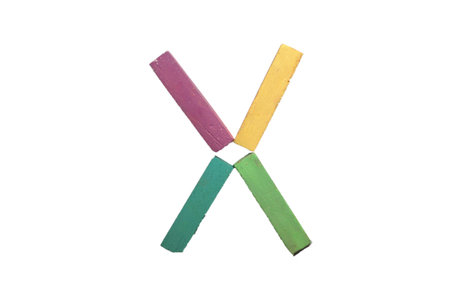 Crayon alphabet isolated over white background, Lettrs Xの写真素材