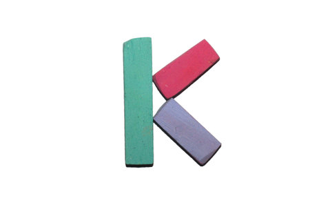 Crayon alphabet isolated over white background, Lettrs Kの写真素材