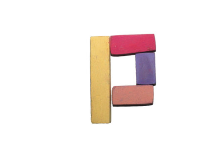 Crayon alphabet isolated over white background, Lettrs Pの写真素材