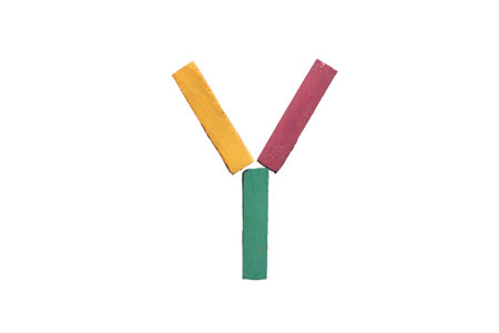 Crayon alphabet isolated over white background, Lettrs Yの写真素材