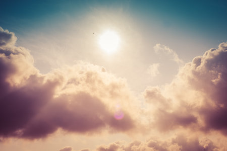The colorful clouds in the sky at sunset. The colorful clouds is in the sky at sunset.の写真素材