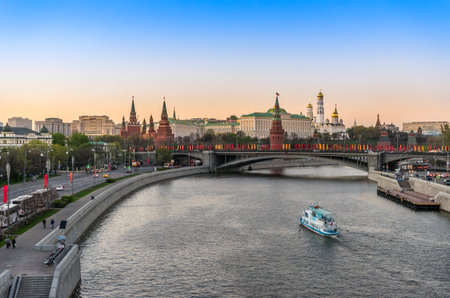 View of Moscow Kremlin at sunsetのeditorial素材