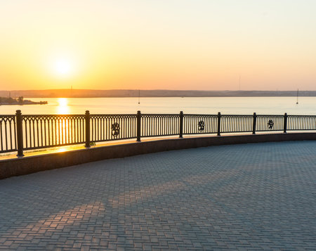 On the embankment of  summer eveningの写真素材