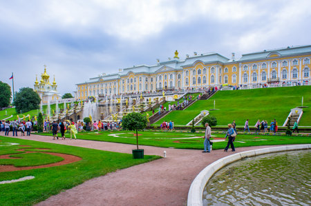 RUSSIA, Peterhof - JULY, 17, 2013. The Grand Palace in Peterhofのeditorial素材