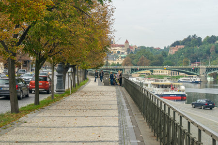 Czech Republic, Prague - September 20, 2017. Dvorzhakov Embankmentのeditorial素材