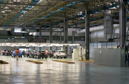 Russia, Izhevsk - December 14, 2019. Izhevsk Automobile Plant. The section of static and dynamic...