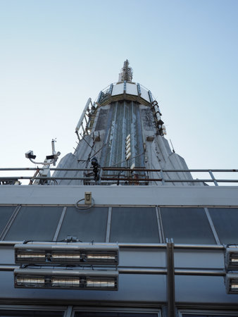 New York, USA - May 31, 2019: Close up of the antenna of the Empire State Building.