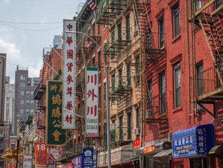New York, USA - May 31, 2019: Image of Pell Street located in Chinatown, Manhattan.のeditorial素材