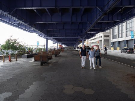 New York, USA - May 31, 2019: Image taken underneath the FDR Drive near Pier 11 in Manhattan.のeditorial素材