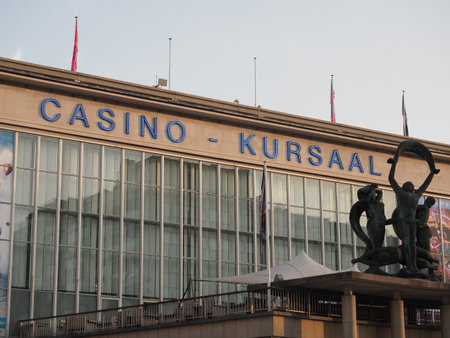 Oostende, Belgium - 7 August 2018: The entrance of the Casino Kursaal, one of the largest casinos in Europe.のeditorial素材