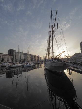Ostend, Belgium - 7 August 2018: Picture the training ship Mercator, located in the marina in...