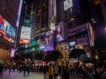 Central, Hong Kong - November 1, 2017: A photo taken near the Times Square shopping center near Russel street Hong Kong.のeditorial素材