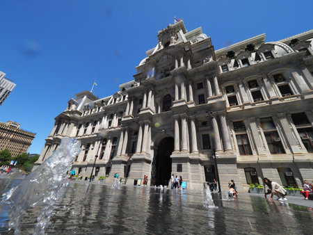 Fountains near the Philadelphia City Hall.のeditorial素材