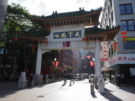 Image of the Chinatown Gateway in Boston.のeditorial素材