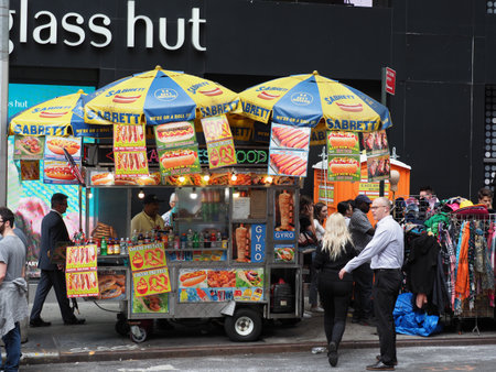 A hot dog stall on 7th Avenue.のeditorial素材