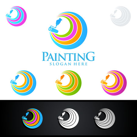 Abstract Circle Home Painting Vector Logo Designのイラスト素材