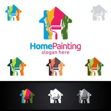Abstract Colorful Home Painting Vector Logo Designのイラスト素材