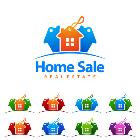 Real estate vector icon design, abstract building and home with line shape represented unique, strong and modern real estate icon design.のイラスト素材
