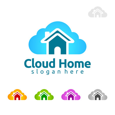 Cloud Home concept, Cloud Home vector Design with home and cloud, represented hosting, internet or Data.のイラスト素材