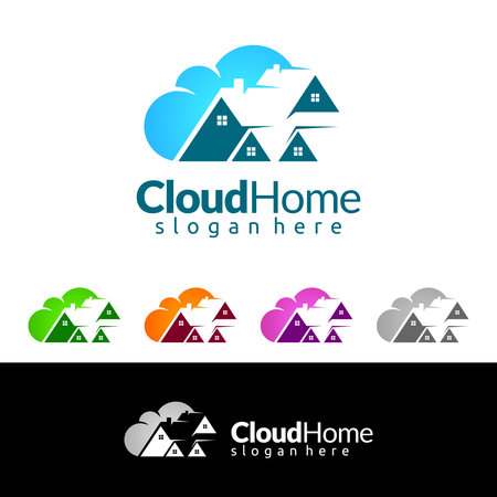 Cloud Home Concept,  Cloud home vector Design with home and cloud, represented hosting, internet or Data.のイラスト素材