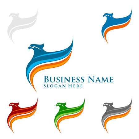 Eagle Logo, vector Wild eagle Bird Falcon Hawk isolated on a white background.のイラスト素材