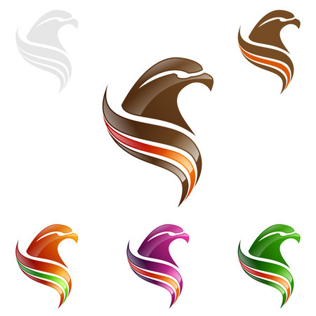 Eagle Logo, vector Wild eagle Bird Falcon Hawk isolated on a white background.のイラスト素材