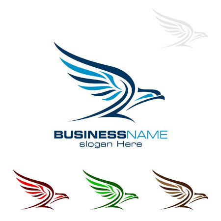 Eagle Logo, vector Wild eagle Bird Falcon Hawk isolated on a white background.のイラスト素材