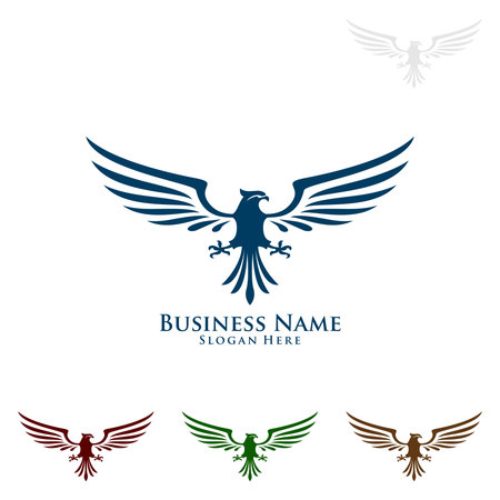 Eagle Logo, vector Wild eagle Bird Falcon Hawk isolated on a white background.のイラスト素材