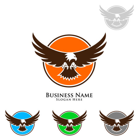 Eagle Logo, vector Wild eagle Bird Falcon Hawk isolated on a white background.のイラスト素材