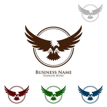 Eagle Logo, vector Wild eagle Bird Falcon Hawk isolated on a white background.のイラスト素材