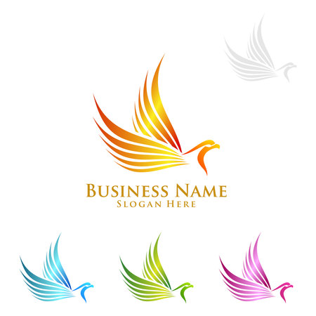 Eagle Logo, vector Wild eagle Bird Falcon Hawk isolated on a white background.のイラスト素材