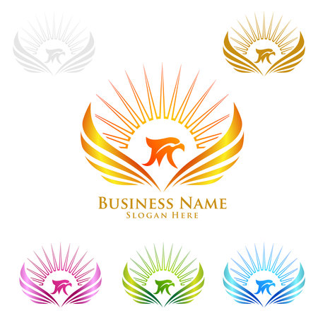 Eagle Logo, vector Wild eagle Bird Falcon Hawk isolated on a white background.のイラスト素材